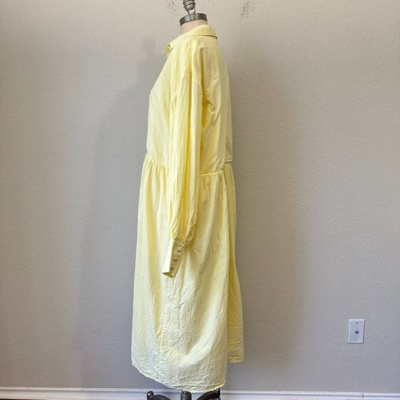 GIRL AND THE SUN Long Sleeve Lined Maxi Shirt Dress in Pale Yellow - Picture 7 of 14